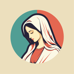 vector illustration of Our Lady Virgin Mary Mother of Jesus, Madonna,  printable, suitable for logo, sign, tattoo, sticker and other print on demand