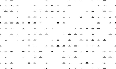 Seamless background pattern of evenly spaced black cloche symbols of different sizes and opacity. Illustration on transparent background