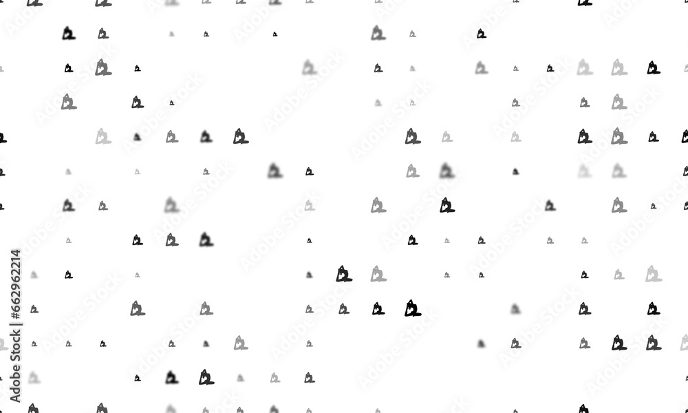Poster seamless background pattern of evenly spaced black yoga stretching pose symbols of different sizes a