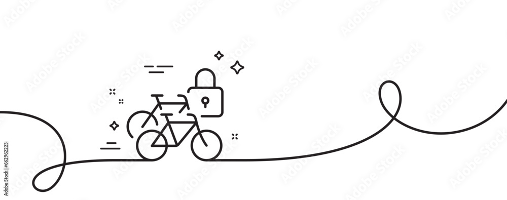 Aufkleber bicycle lockers line icon. continuous one line with curl. lock bike transport sign. outdoor parking 