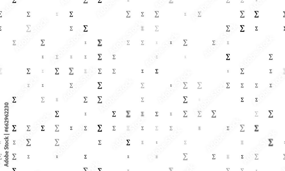 Poster seamless background pattern of evenly spaced black sigma symbols of different sizes and opacity. ill