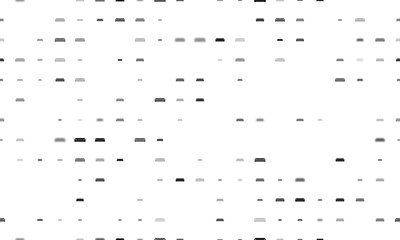 Seamless background pattern of evenly spaced black sofa symbols of different sizes and opacity. Illustration on transparent background