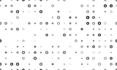 Seamless background pattern of evenly spaced black stop hand symbols of different sizes and opacity. Illustration on transparent background