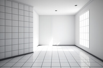 White tiled room. Generative AI
