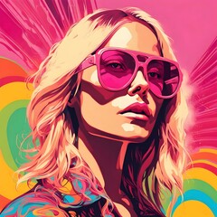 woman with sunglasses 1970's style