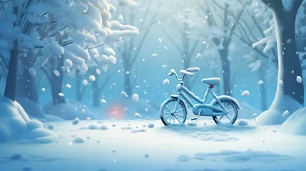 Rolgordijnen bicycle in the snow © insta_photos