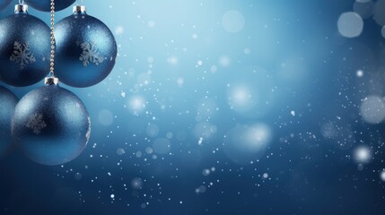Obraz na płótnie Canvas Christmas balls on blue background. Christmas banner with copy space.