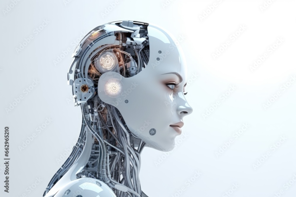 Poster head of a robot, development of artificial intelligence