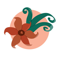 Flower concept on circle background, autumn flower, hand-drawn vector flower