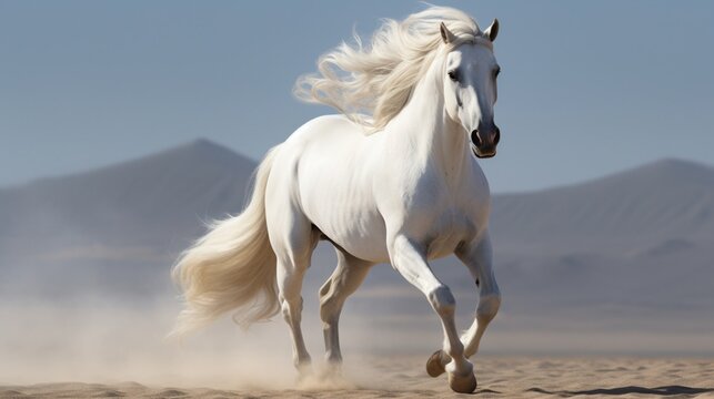 The Arabian Horse, a symbol of elegance, captured in a moment of majestic beauty, with its graceful mane and powerful stature showcased by the HD camera. © Nairobi 