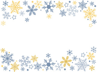Horizontal festive winter banner with snowflakes. Abstract vector graphics.