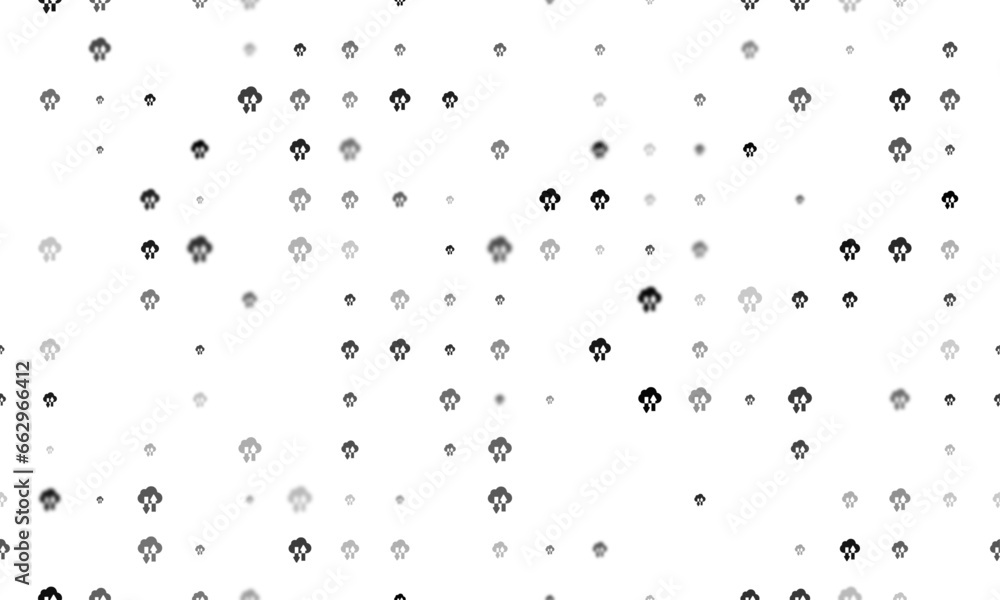 Poster seamless background pattern of evenly spaced black cloud technology symbols of different sizes and o