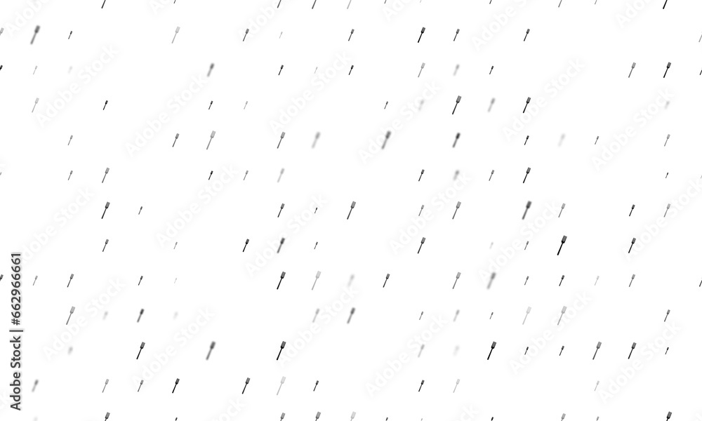 Poster seamless background pattern of evenly spaced black forks of different sizes and opacity. illustratio
