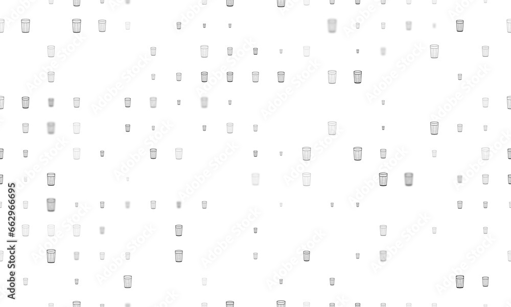 Poster seamless background pattern of evenly spaced black glass symbols of different sizes and opacity. ill