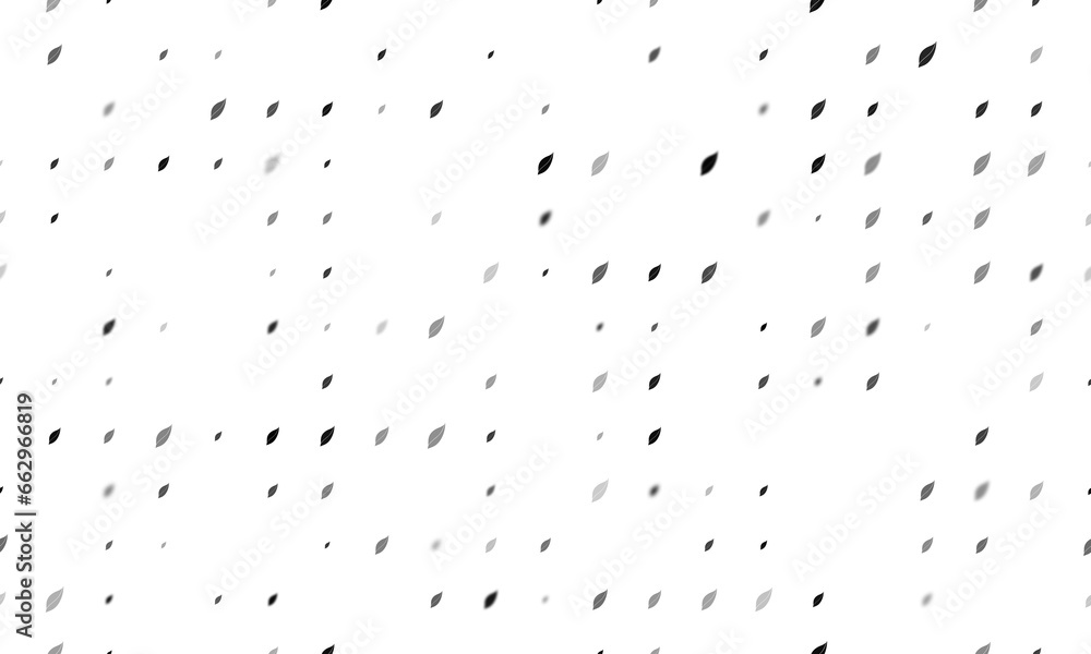 Poster seamless background pattern of evenly spaced black leaflet symbols of different sizes and opacity. i