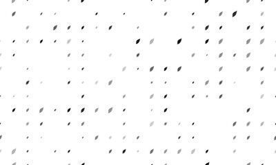 Seamless background pattern of evenly spaced black leaflet symbols of different sizes and opacity. Illustration on transparent background