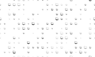Seamless background pattern of evenly spaced black monoblock symbols of different sizes and opacity. Vector illustration on white background