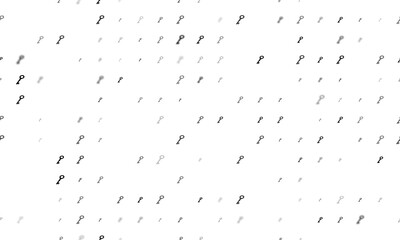 Seamless background pattern of evenly spaced black old key symbols of different sizes and opacity. Illustration on transparent background