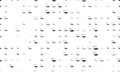 Seamless background pattern of evenly spaced black notebook symbols of different sizes and opacity. Vector illustration on white background