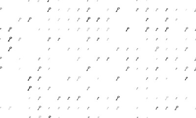 Seamless background pattern of evenly spaced black old key symbols of different sizes and opacity. Vector illustration on white background