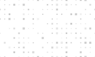 Seamless background pattern of evenly spaced black power socket symbols of different sizes and opacity. Illustration on transparent background