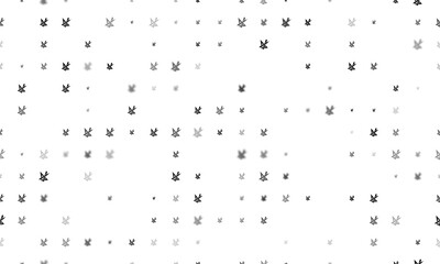 Seamless background pattern of evenly spaced black school supplies symbols of different sizes and opacity. Illustration on transparent background