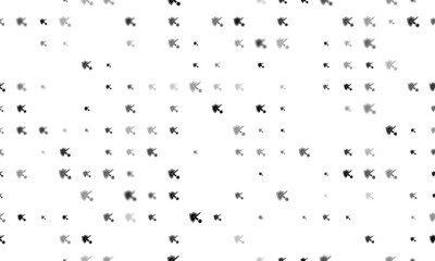 Seamless background pattern of evenly spaced black virus bounces off the shield symbols of different sizes and opacity. Illustration on transparent background