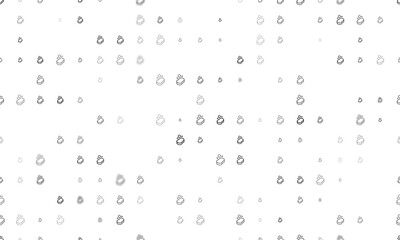 Seamless background pattern of evenly spaced black soap symbols of different sizes and opacity. Illustration on transparent background