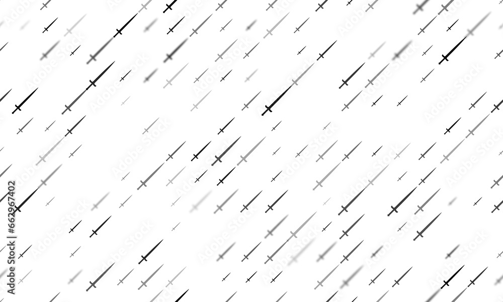 Poster seamless background pattern of evenly spaced black sword symbols of different sizes and opacity. ill