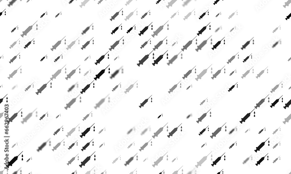 Poster Seamless background pattern of evenly spaced black syringe symbols of different sizes and opacity. Illustration on transparent background