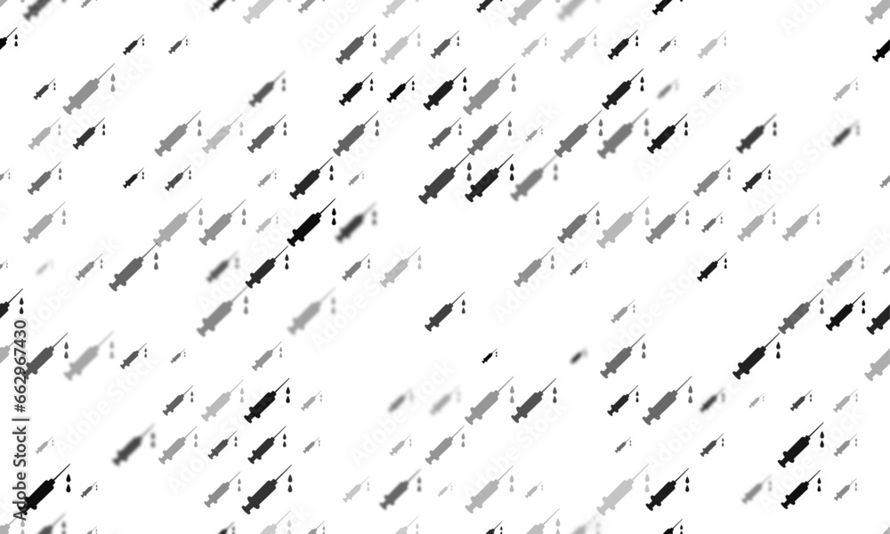 Poster seamless background pattern of evenly spaced black syringe symbols of different sizes and opacity. v