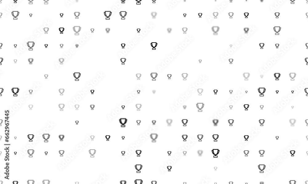 Poster seamless background pattern of evenly spaced black trophy symbols of different sizes and opacity. il