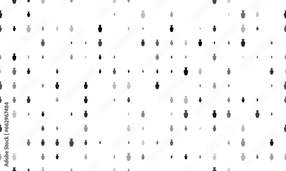 Poster seamless background pattern of evenly spaced black vases of different sizes and opacity. illustratio