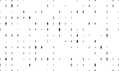 Seamless background pattern of evenly spaced black woman symbols of different sizes and opacity. Illustration on transparent background