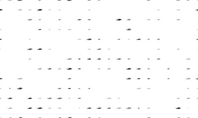 Seamless background pattern of evenly spaced black dolphin symbols of different sizes and opacity. Illustration on transparent background