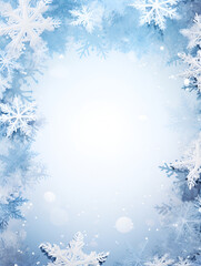 Abstract winter snowflakes background with copy space inside