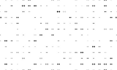 Seamless background pattern of evenly spaced black dumbbell symbols of different sizes and opacity. Vector illustration on white background