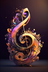 abstract multicolor music background with clef