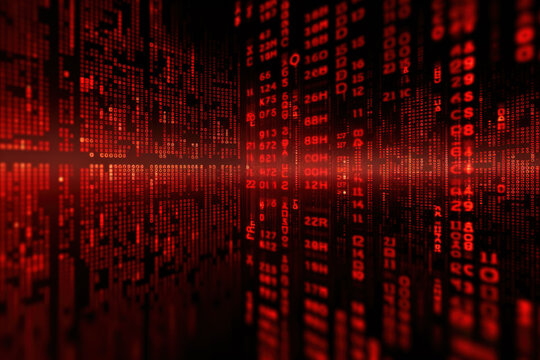 Background with binary data, code string, pattern, texture and soft light glow. Generative AI	
