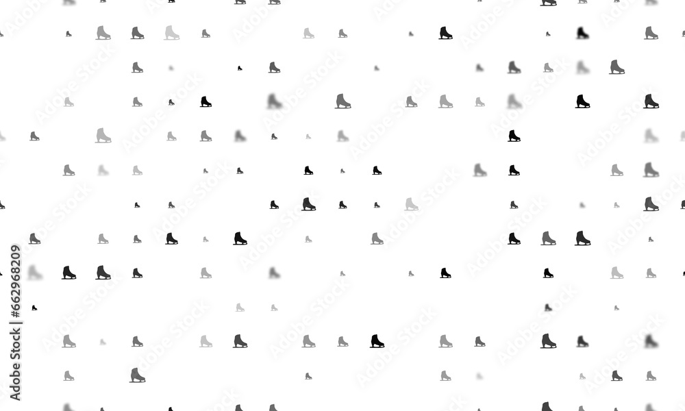 Poster seamless background pattern of evenly spaced black womens ice skates of different sizes and opacity.