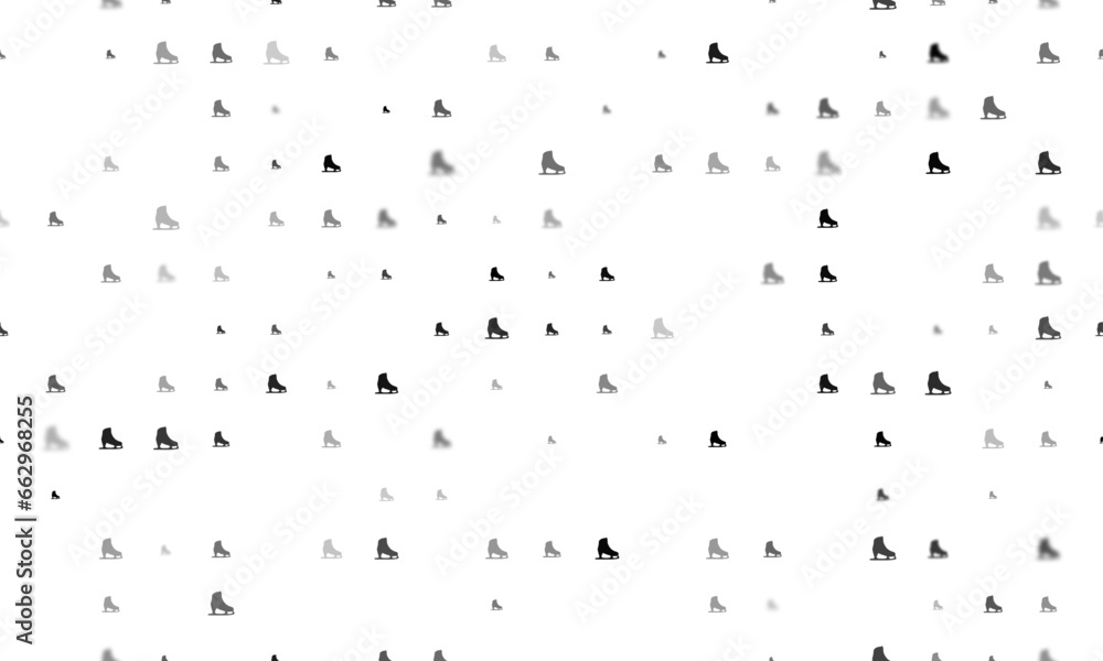 Poster seamless background pattern of evenly spaced black womens ice skates of different sizes and opacity.