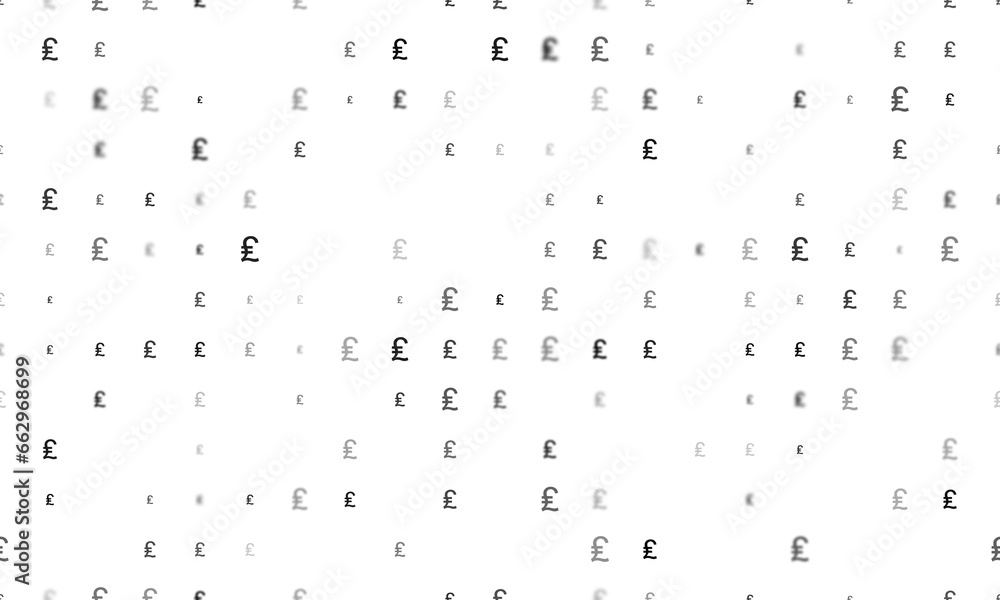 Aufkleber seamless background pattern of evenly spaced black lira symbols of different sizes and opacity. illu