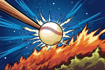 Zooming Home Run Baseball Clipart: Baseball Zips Out of Scene!, generative AI - obrazy, fototapety, plakaty