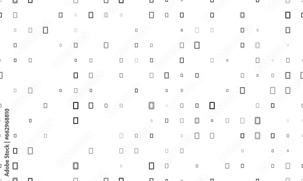 Poster seamless background pattern of evenly spaced black photo frame symbols of different sizes and opacit