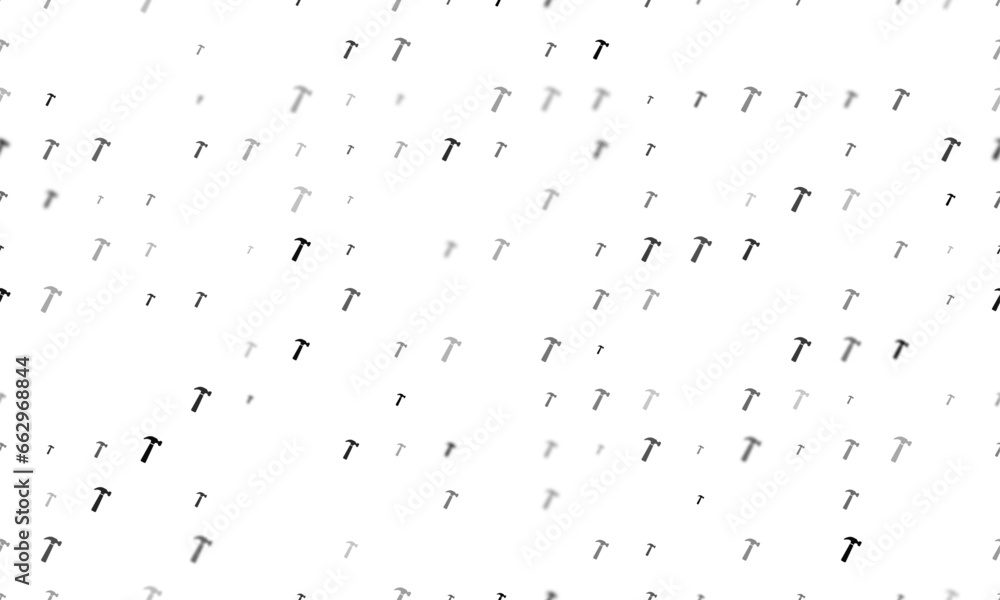 Poster seamless background pattern of evenly spaced black hammer symbols of different sizes and opacity. ve