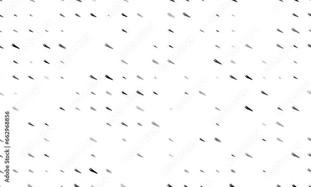 Aufkleber seamless background pattern of evenly spaced black hand saw symbols of different sizes and opacity. 