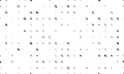 Seamless background pattern of evenly spaced black earrings symbols of different sizes and opacity. Illustration on transparent background