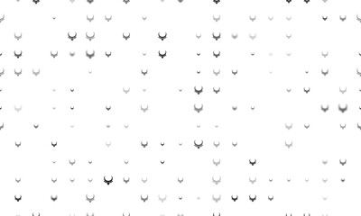 Seamless background pattern of evenly spaced black necklace symbols of different sizes and opacity. Vector illustration on white background