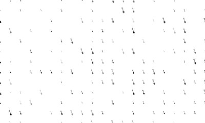 Seamless background pattern of evenly spaced black shovel symbols of different sizes and opacity. Illustration on transparent background