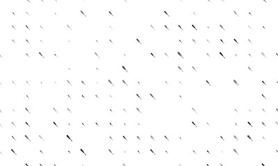 Seamless background pattern of evenly spaced black screwdriver symbols of different sizes and opacity. Illustration on transparent background